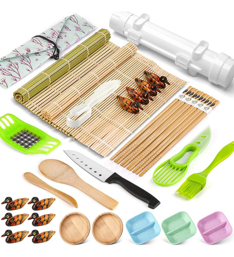 Kit Preparacion De Sushi 28 Piezas Con Esterilla De Bambu