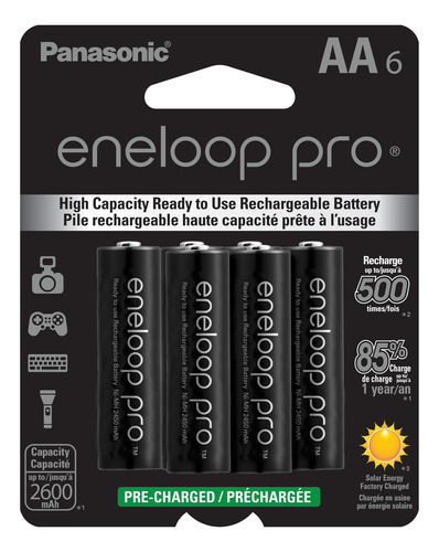 Eneloop Panasonic Bk-3hcca6ba Pro Aa Baterías Recargables De