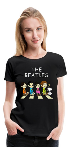 Polera Diseño The Beatles Rock Manga Mujer