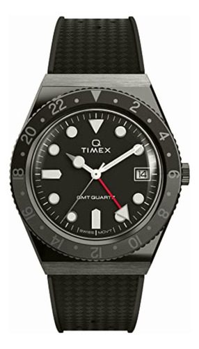 Timex Reloj Q Gmt De 38 Mm Para Hombre, Color Negro Triple