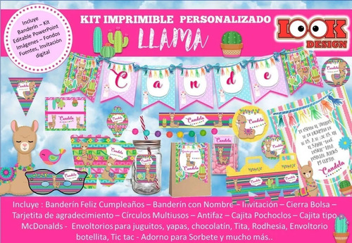 Kit Imprimible Candybar Llama Llamita Alpaca Personalizado