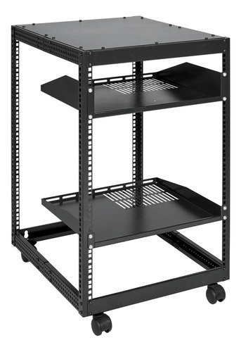 Rack Abierto Para Servidor 15u Profundidad Ajustable Vevor Color Negro