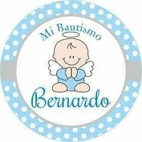 50 Stickers Personalizados Bautizo Niño Mesa De Dulces