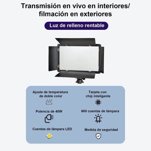 Luz De Video Con Batería Np-f550/570 Y Trípode,2 Piezas