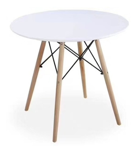 Mesa Eames Redonda 1.0m Patas De Madera Calidad Multimuebles