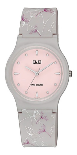 Reloj Q&q By Citizen V06a-011v Flores Gris Mujer Agt Liniers