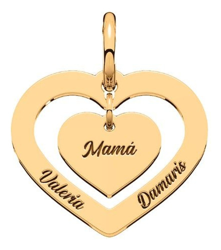 Collar Y Dije Love Mamá Hijos Personalizables Nombres Oro10k