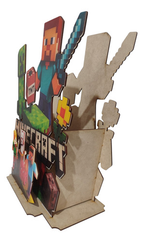 Centro De Mesa Minecraft 10 Pz Madera Mdf