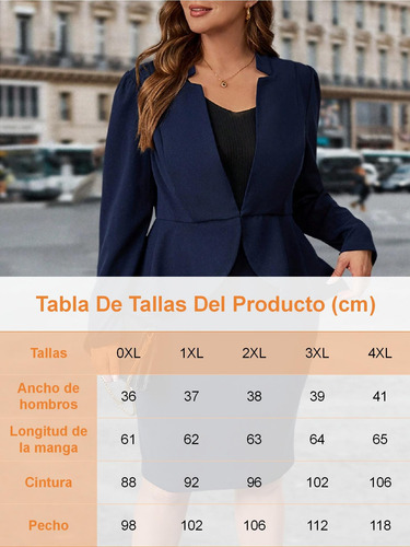 Trajes De Negocios Talla Grande Mujer, Elegantes Y Cómodos Azul Marino Color Sólido 3xl