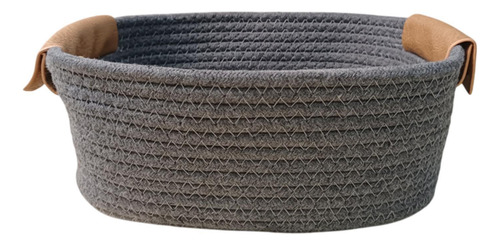 Algodón Tejido Cesta De Almacenamiento Rural Gris L