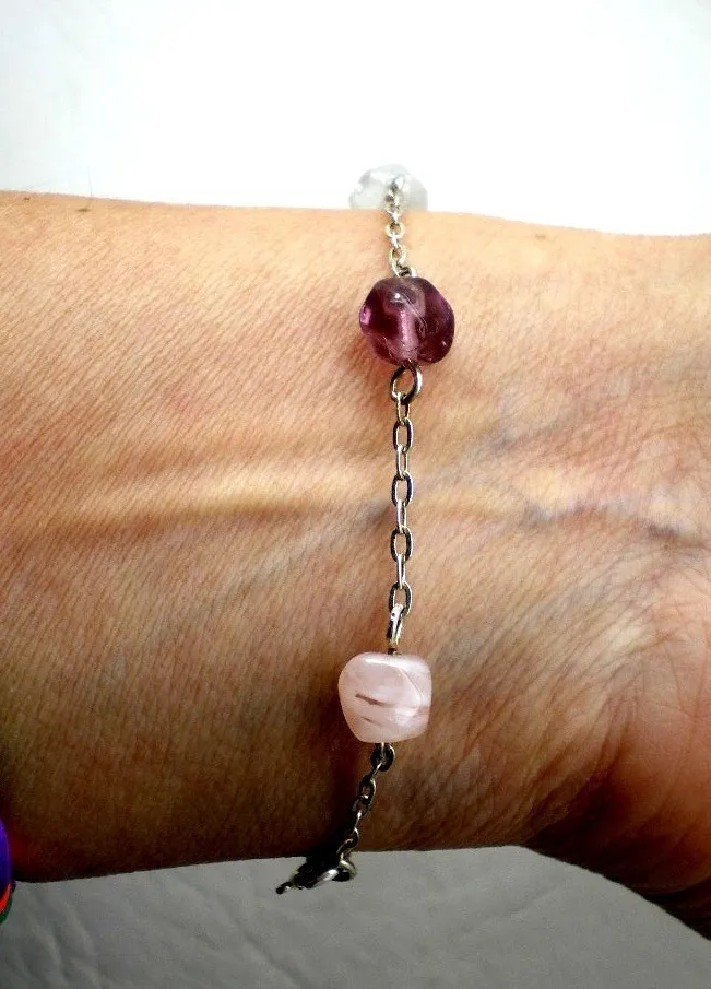 Pulsera De Plata 925 Con Cuarzos Naturales