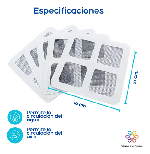 Pack X 5 Filtro Adhesivo Rejilla Desagüe Anti Cucarachas