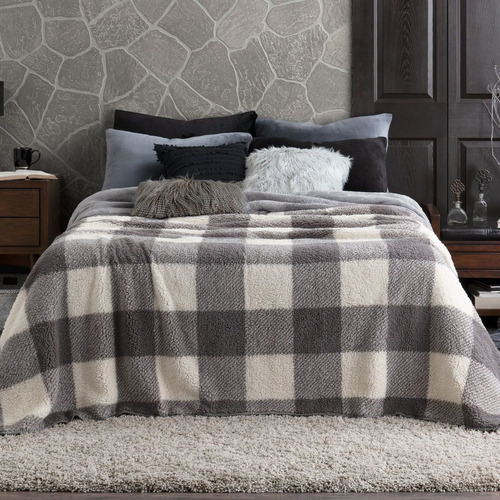 Cobija Esquimal Cobertor Luxus Individual Cobertor ind  ind  color boreal (gris-blanco) de 220cm x 150cm