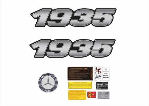 Kit Adesivo Resinado Etiquetas Para Mercedes Benz 1935 18229 Cor Prata