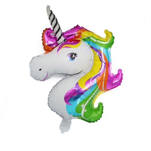 Cabeza De Unicornio Arco Iris 70x46cm Papel Globo Niños Cump