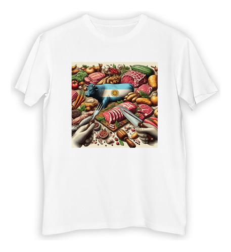 Remera Niño Asado Carne Argentina Dibujo Tradicion M3