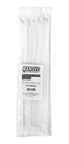 Precintos Plásticos Prensacable 4,8x400mm X100u Blanco Negro