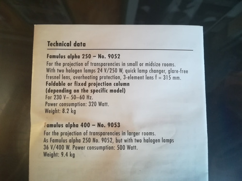 Proyector Kindermann Famulus Alpha 250