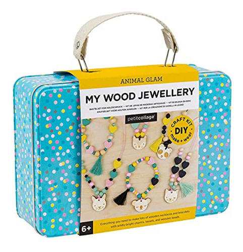 Kit Manualidades Petit Collage Animal Glam Wood Jewelry Set