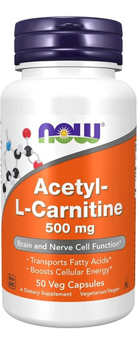 Carnitine 50 Caps 500 Mg Now - Unidad a $674