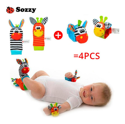 Set De Sonajeros Medias Y Muñequeras Estimulación Bebé Lb