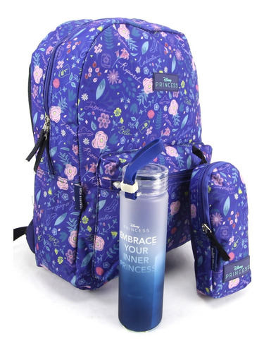 Mochila Princess Disney Com Estojo E Garrafa Dermiwil 37839