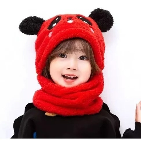 Gorro Con Cuello Para Bebé Niño/a Diseño Invierno Calientito