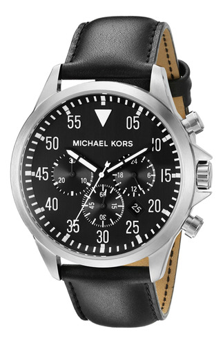 Reloj Hombre Michael Kors Mk8442 Cuarzo Pulso Negro En Cuero