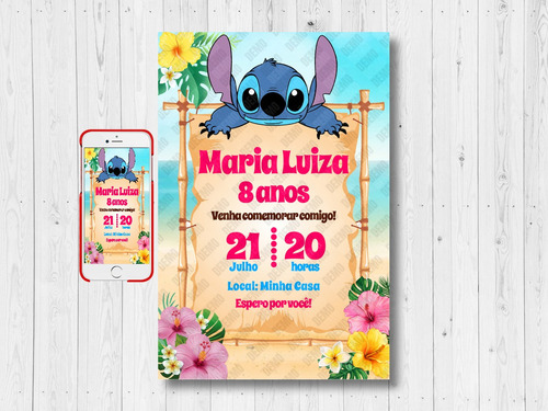 Convite Digital Aniversário Lilo Stitch