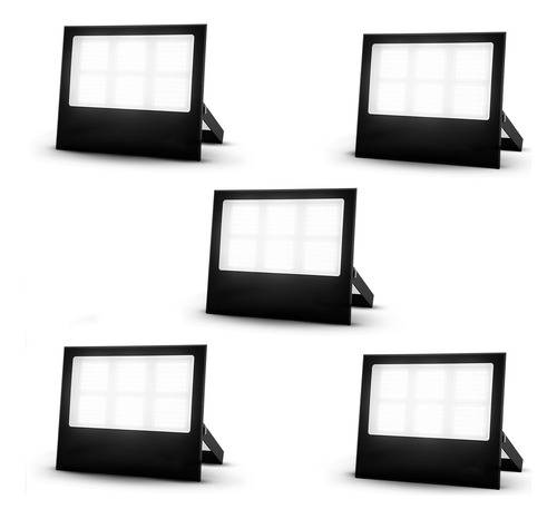 Kit 5 Refletor Led 300w 6500k Branco Frio Ip65 A Prova D'água Preto Cod: Alut010041-5 Alut By Avant