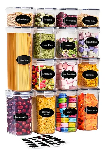 Potes Alimentos Herméticos Organizadores Cozinha Kit 15 Pcs