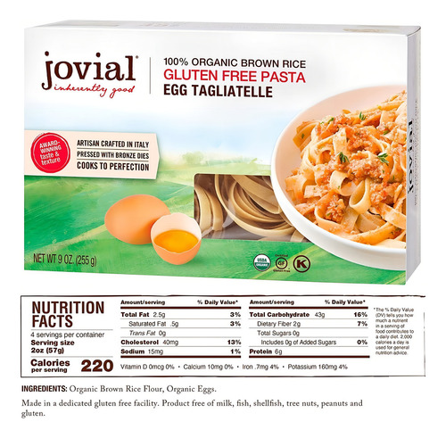 Pasta Organica Egg Tagliatelle Arroz Integral Gf 255g