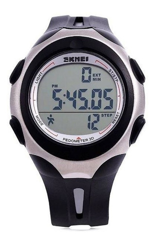 Relógio Pedômetro Masculino Skmei Digital 1107 Preto Prata