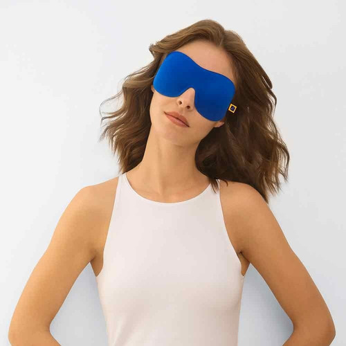Antifaz Para Dormir Mascara Tapa Ojos De Espuma Viaje Avion Color Azul
