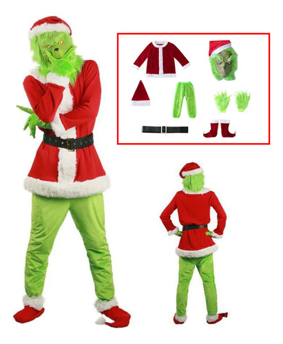 Disfraz De Grinch Para Mujer Y Hombre, Juego De 7 Piezas Con