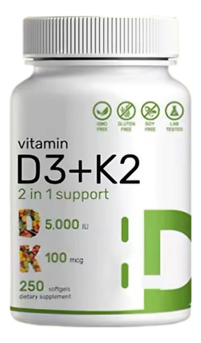 Vitamina D3 5000 Ui +k2 100 Mcg 120 Capsulas