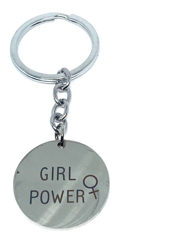 Llavero Acero Inoxidable Plateado Circulo Girl Power