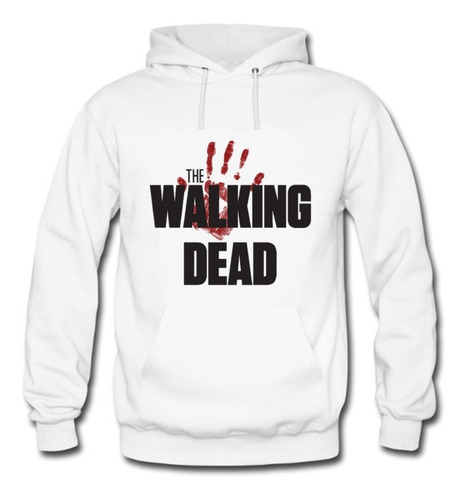 Imagen 1 de 2 de Buzo The Walking Dead Blanco Terror Saco Capota Niño-adulto