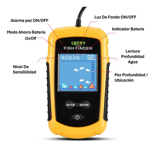 Sonar De Pesca Localizador De Peces Ecosonda Portatil 100m