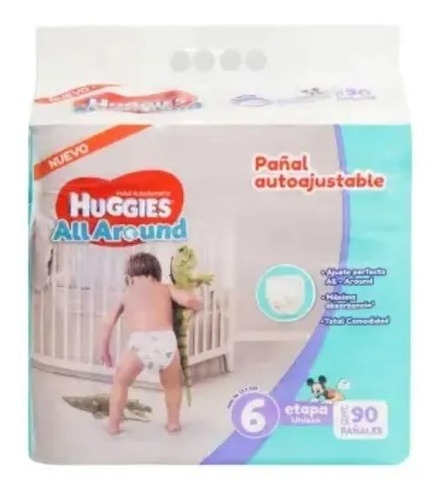 Pañales Etapa 6 Huggies All Around 90 Pzas