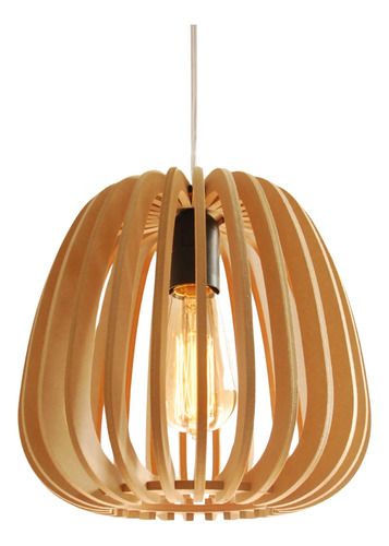 Lampara De Techo Colgante Madera E27 Led Marrón