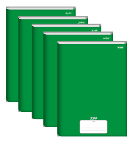 Caderno Brochura 1/4 Capa Dura 80f Stiff Verde Slim - 5 Un.