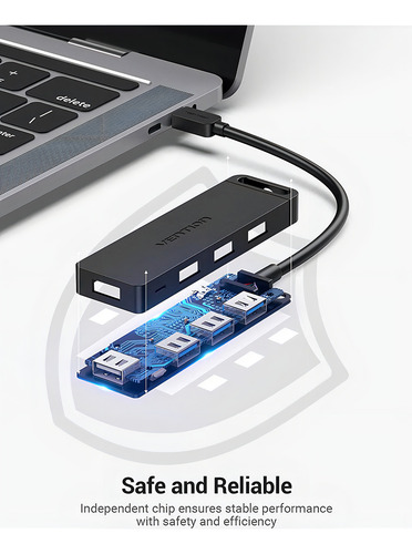 Hub Usb C Vention Multipuerto - 4 En 1 - Usb C A 4 Puertos Usb 3.0 - 5gbs - Premium - Teclado / Disco Rigido / Mouse / Pendrive / Impresora / Pc / Notebook / Para Macbook Thunderbolt / - Tgkbd