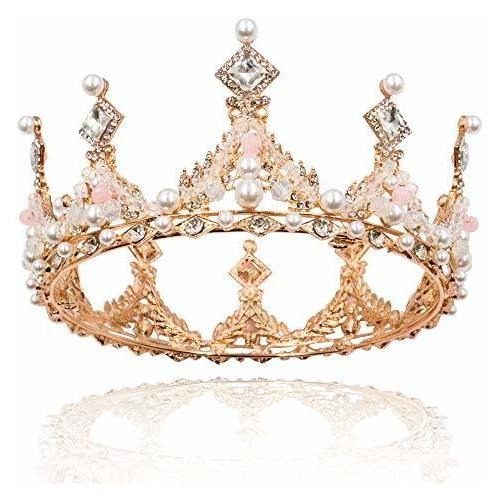 Tiaras Nodg Gold Crown Para Mujer, Coronas Redondas Tipo Que