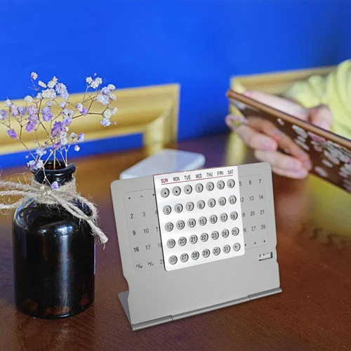 Calendário De Mesa De Metal Planejador De Data Ajustável