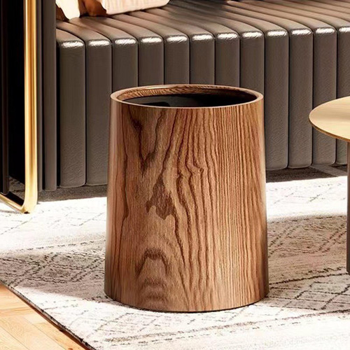 Bote De Basura De Grano De Madera, Elegante Cesta De 15l