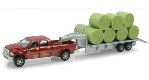 Dodge Pickup Ertl With Diecast Trailer And Bales 1:64 Esca