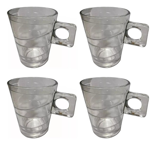 Taza Pocillo Café Té Set X4 De Vidrio