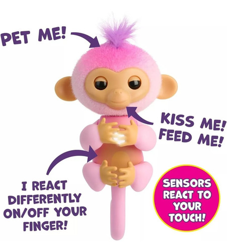 Fingerlings Bebe Mono Interactivo Sonidos Y Reacciones Rosa