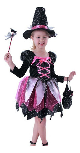 Halloween Bruja Niños Coslay Vestido De Bruja Con Luces Brillantes